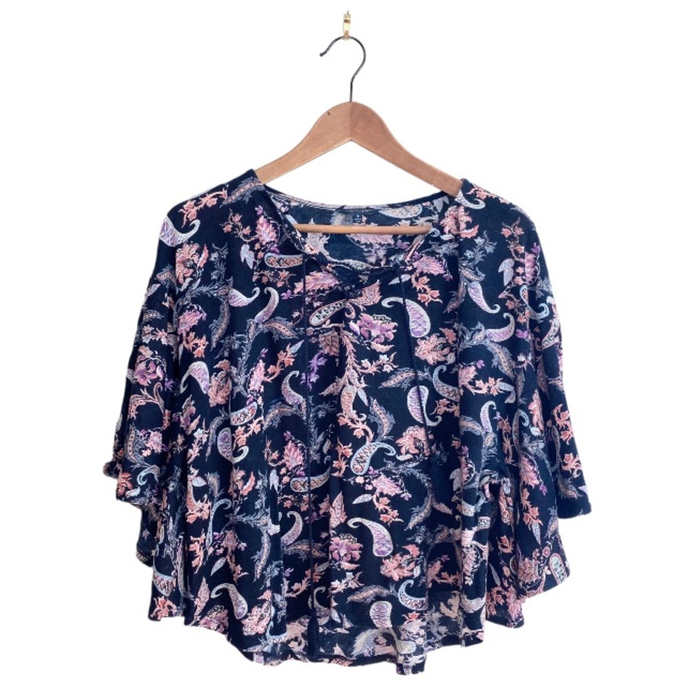 Lucky Brand Boho Floral Paisley Knit Top